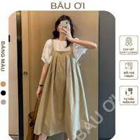 SET VÁY YẾM BẦU CHẤT ĐŨI LỤA ĐẸP GỒM ÁO VÀ YẾM LIỀN NHAU - ĐẦM BẦU CÔNG SỞ MÙA HÈ NĂNG ĐỘNG