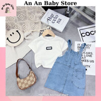 Set váy yếm bò áo thun cho bé gái