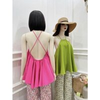 Set váy yếm dây hồng và quần hoa cho nữ (ảnh thật khách mặc ở cuối)