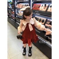 Set váy yếm nhung bèo kim tuyến óng ánh cho bé