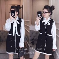 Set váy yếm tiểu thư xinh quá các nàng ơi Set gồm váy yếm & áo sơ mi trắng cổ nơ tiểu thư. Kết hợp riêng cũng ok nhé hi