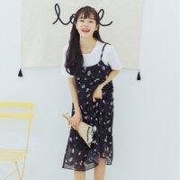 Set váy yếm vải voan nhật