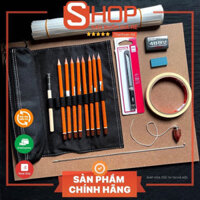 Set vẽ chì cơ bản | vẽ hình họa dựng hình cơ bản | giấy việt trì, bút chì, tẩy ganh, tẩy 4B, bảng gỗ thi khối V , H