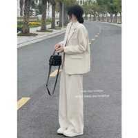 SET VEST ÁO BLAZER MÀU TRẮNG KEM CÙNG QUẦN ỐNG XUÔNG ĐỨNG FORM HÀNG QC LOẠI 1 BY HUONGPHAPCLOTHING