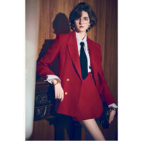 set vest đỏ mix quần giả váy