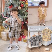 Set vest đùi kẻ xuất hàn bé trai