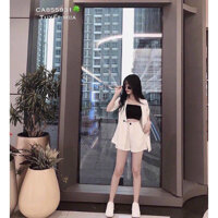 Set Vest đùi kèm áo cotton - Trắng