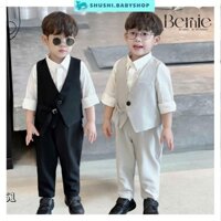 Set vest gile công tử dài tay đi tiệc sinh nhật mặc đám cưới 8 đến 26kg BERNIE 0824B51 SHUSHI