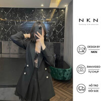 Set vest nữ, blazer nữ NKN Elegant màu đen, thiết kế chiết eo tôn dáng, chất liệu cao cấp.