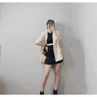 SET VEST NUDE ÁO 3 LỖ  QUẦN SHORT ĐEN ✨✨