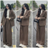 SÉT VEST QUẦN ỐNG RỘNG BASIC, SÉT BỘ QUẦN ỐNG RỘNG KÈM ÁO BLAZER TAY DÀI, SÉT BỘ CÔNG SỞ, SÉT BỘ NỮ BECHIC THIẾT KẾ