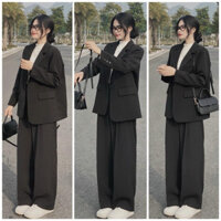 SÉT VEST QUẦN ỐNG RỘNG BASIC, SÉT BỘ QUẦN ỐNG RỘNG KÈM ÁO BLAZER TAY DÀI, SÉT BỘ CÔNG SỞ, SÉT ĐỒ ĐI CHƠI THANH LỊCH