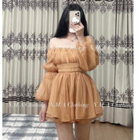 Set voan tiểu thư áo trễ vai tay bồng kèm quần short siêu xinh - N.M.A Clothing (Hình Shop tự chụp)