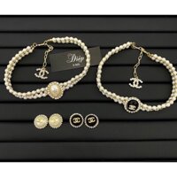 set vòng cổ chocker nữ hạt trai thời trang