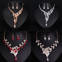 Set Vòng cổ Và Đôi Khuyên Tai Đính Đá Pha Lê Phong Cách Âu Mỹ Dành Cho Nữ