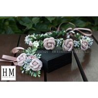 Set vòng nguyệt quế đội đầu và nơ đeo tay