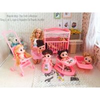 Set xe đẩy, xe tập đi, nôi, bồn tắm dành cho búp bê Chibi, Simba (không kèm búp bê)