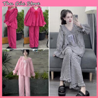 Set Xinh Kẻ Caro Baby Doll Nữ Tính Duyên Dáng Mặc Nhà Thoáng Mát