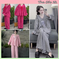 Set Xinh Kẻ Caro Baby Doll Nữ Tính Duyên Dáng Mặc Nhà Thoáng Mát