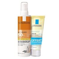 Set xịt chống nắng La Roche Posay Anthelios SPF 50+ kèm sữa tắm Lipikar Huile Lavante AP+