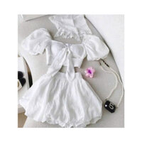 SET XÔ TRẮNG TAY PHỒNG + CHÂN VÁY TÙNG BÍ