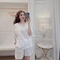 Set xốp trắng trơn cộc tay