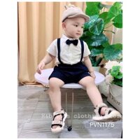 Set yếm bé trai chất kiệu quần yếm kaki áo sơ mi đũi cho bé từ 8-19kg B0150