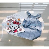 Set Yếm bò- áo phông Hello Kitty