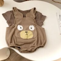 Set Yếm Body 2 Dây Cho Bé Gái In Hình Mặt Gấu Cute Phong Cách Hàn Quốc Hàng QCCC A0045