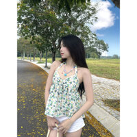 Set yếm buộc nơ kèm chân váy tầng xòe mùa hè_MOA Set