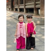 Set Yếm Cho Bé Gái, Bộ Yếm Trung Thu Cho Bé Chất Liệu Tơ Lụa Cao Cấp