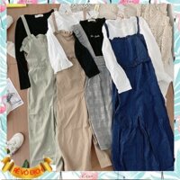 Set yếm cho bé gái dài tay 4-12 tuổi rời hàng xuất Nhật xịn sò vải mềm khỏe khoắn thời trang