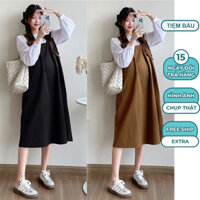 SET YẾM ĐẦM BẦU THU ĐÔNG DÀI TAY CHẤT THÔ MỀM MẠI V984 - VÁY BẦU CÔNG SỞ BABYDOLL HÀNG THIẾT KẾ DÁNG SUÔNG