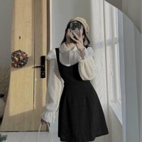 set yếm đen kèm áo ren bi cổ sen