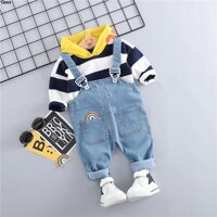 Set yếm denim sọc kẻ dành cho bé trai LB004