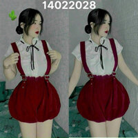 SÉT Yếm Đỏ QUẦN BÍ NHUNG PHỐI ÁO Sơ Mi Sát Nách