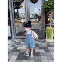 Set Yếm Quần Jean Kèm Áo Cotton Xịn Cho Bé Trai Bé Gái Hàng Loại 1