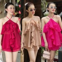 Set yếm tơ tua rua cho nữ mặc nahf, mặc đi chơi, form đẹp, bảng màu tôn da thanh lịch, điệu đà