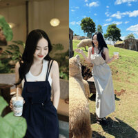 Set Yếm Váy 2 Dây Dáng Dài Mix Áo 3 Lỗ FUMI