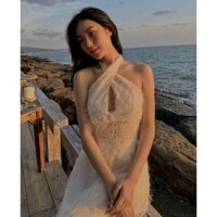 SET YẾM VÁY DÀI MIDI TRẮNG LÔNG VŨ