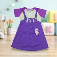 Set yếm váy kaki kèm Labubu