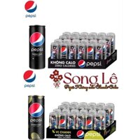 (Set24lon Mix) Nước ngọt Pepsi Không Calo Mix 2 vị (Vị Chanh + Cola) (320ml/lon)