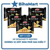 [SET5GÓI]-ACECOOK- Mì spaghetti Bistro Xốt kem phô mai kiểu Ý, mì ý spagetti xốt kem phô mai Bistro Acecook (100g/gói)
