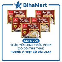 [SET5GÓI] - VIFON - Cháo yến Long Triều (có thịt thật) hương vị Thịt bò Đài Loan, Cháo thịt bò Đài Loan Vifon (120g/gói)
