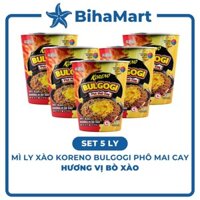 [SET5LY] -PALDO- Mì ly xào Koreno Bulgogi phô mai cay hương vị Bò cay, Mì Koreno Bò xào Bulgogi phô mai cay ly (65g/ly)