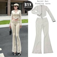 set62 Set quần loe áo khoác fashion nova