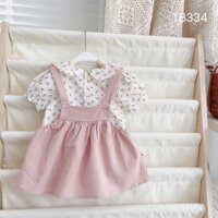 SET64 - Set váy Yếm mix áo hoa nhí cho bé gái từ 8-17kg
