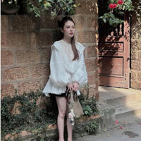 SetBBD cổ phối ren quần short cạp cao