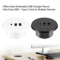 [Seve *] Giải pháp sạc văn phòng Bộ chia USB Type C nhúng để bàn tròn để sạc đồng thời 3 cổng