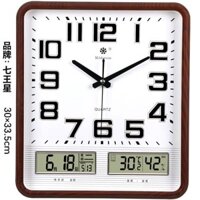 Seven Uranus vuông lịch đôi nhiệt độ độ độ ẩm Lịch Vạn Niên Đồng hồ treo tường hiện đại đơn giản im lặng treo tường đồng hồ thạch anh JLE9